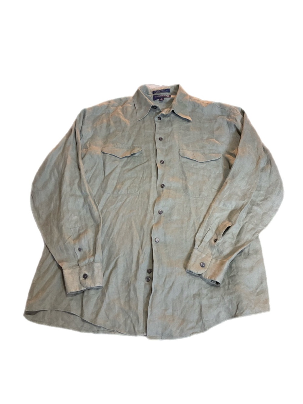 Kenneth Gordon New Orleans 100% Linen Long-sleeve Sport Shirt Size Large Preppy
